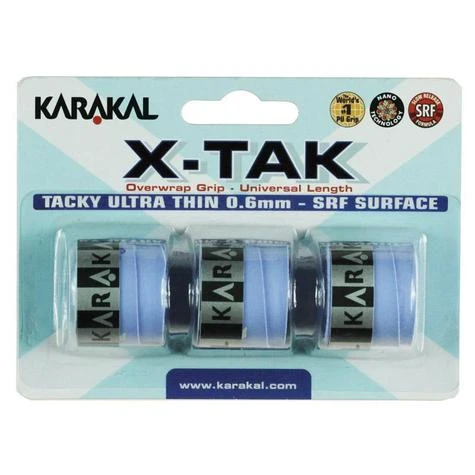 Karakal X-TAK Overgrip- Pack Of 3 Overgrips - Blue 3 Karakal X-TAK Overgrip- Pack Of 3 Overgrips - Blue